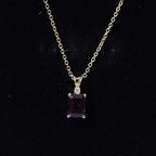 2 Carat Emerald Cut Rhodolite Solitaire Necklace with Lab Diamond