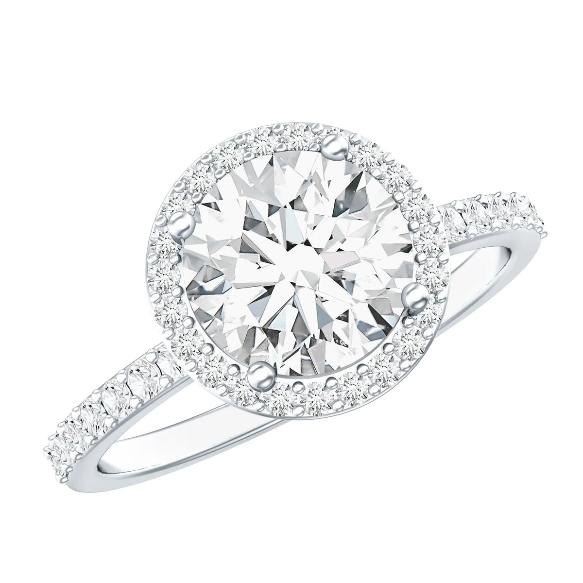 2 Carat Lab Grown Diamond Halo Engagement Ring with IGI Certificate