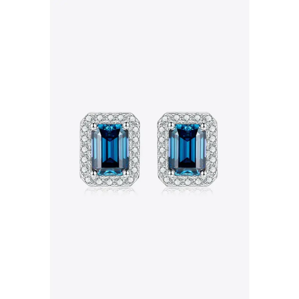 Indigo moissanite stud earrings elevate luxury fashion for women $159 modern geometric 925 sterling silver,