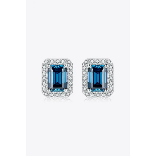 Indigo moissanite stud earrings elevate luxury fashion for women $159 modern geometric 925 sterling silver,