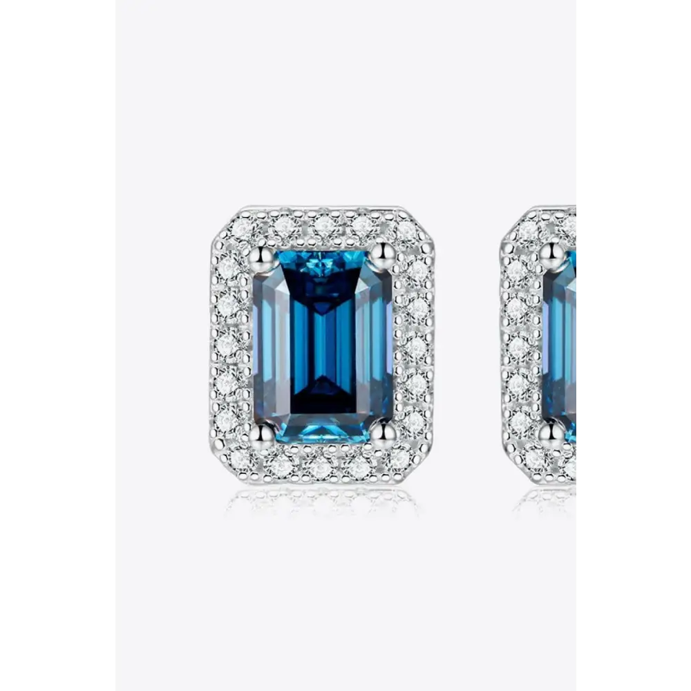 Indigo moissanite stud earrings elevate luxury fashion for women $159 modern geometric 925 sterling silver,