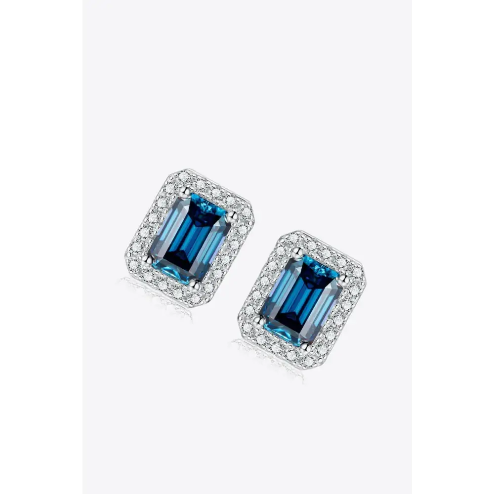 Indigo moissanite stud earrings elevate luxury fashion for women $159 modern geometric 925 sterling silver,