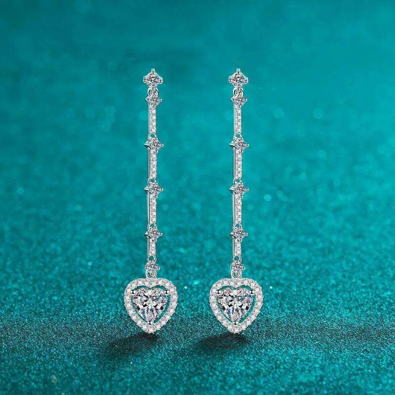 Exquisite 2 carat moissanite heart earrings for luxury fashion women $99 1-pair exquisite moissanite jewelry, boasting