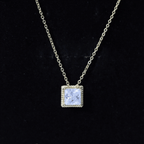 2 Carat Princess Cut Moissanite Solitaire Necklace with Rope Frame