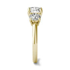 2 CTW AGI Certified three-stone engagement ring with round-cut diamonds set in 14K yellow gold band