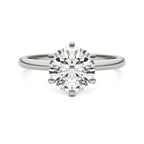 2 CTW lab-grown diamond solitaire engagement ring with a brilliant round-cut diamond set in 14K white gold six-prong band