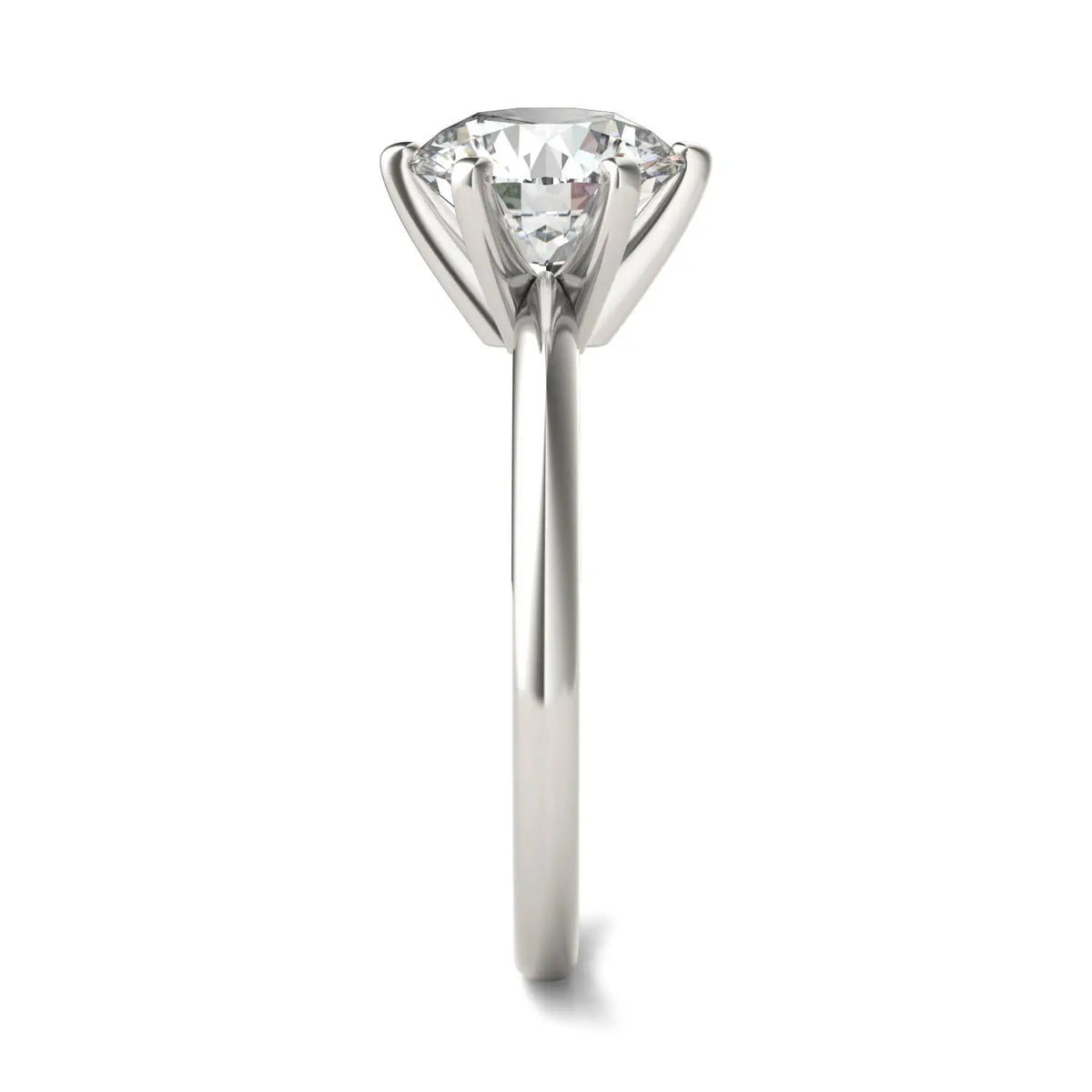 2 CTW lab-grown diamond solitaire engagement ring featuring a round brilliant cut diamond with six-prong 14K white gold band