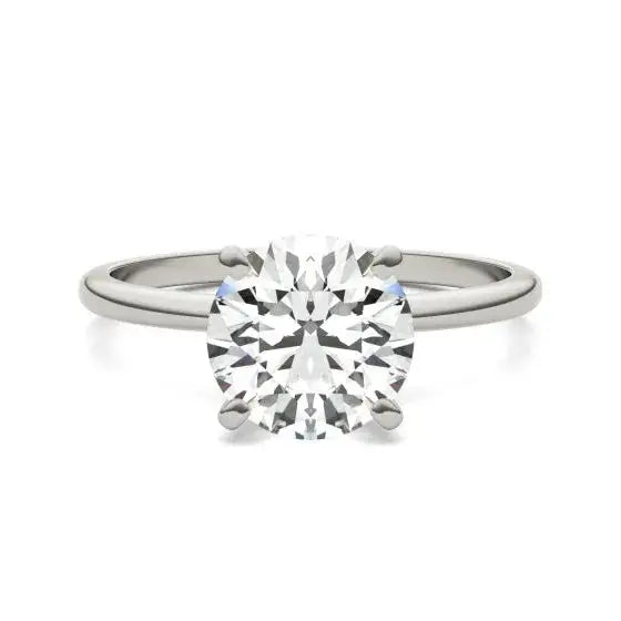 2 CTW Round Lab Grown Diamond solitaire engagement ring in 14K white gold with four-prong setting