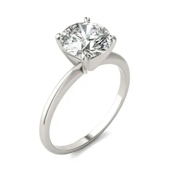 2 CTW Round Lab Grown Diamond solitaire engagement ring in 14K white gold with a round brilliant cut diamond