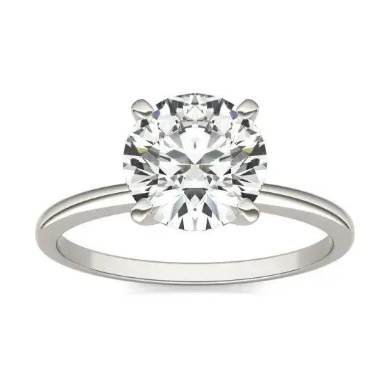 2 CTW Round Lab Grown Diamond solitaire engagement ring with a 14K white gold band and four-prong setting