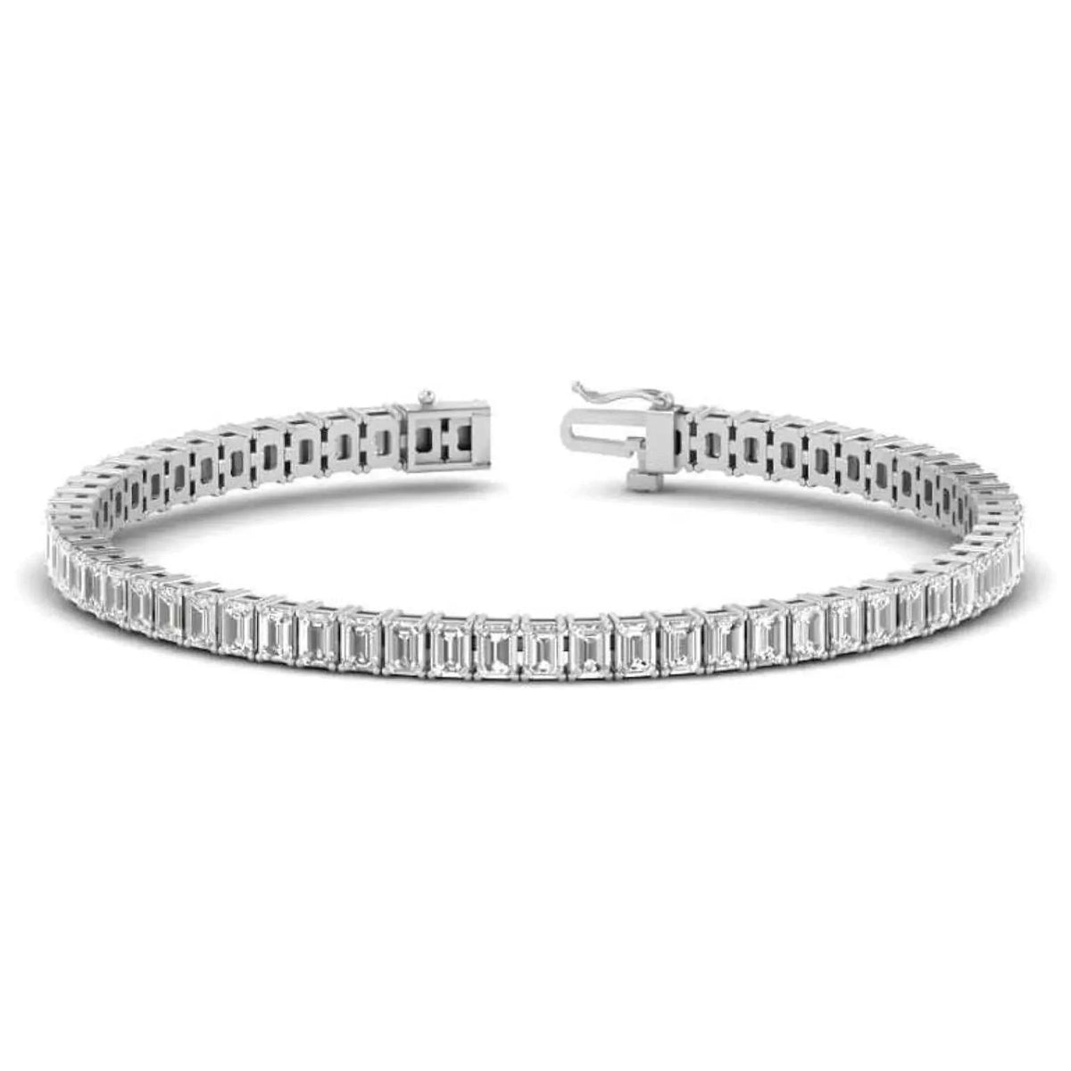 20 CTW Emerald Cut Created Moissanite Tennis Bracelet | 14K Gold Plated | VVS Clarity - Maven Couture IncBracelets