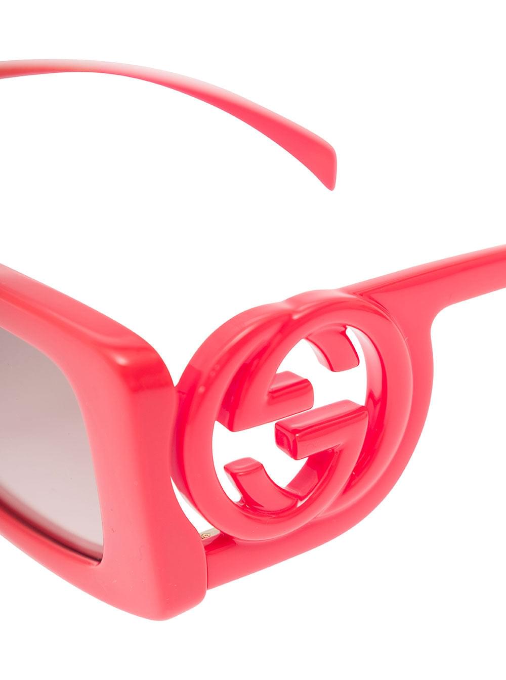 Gucci Women 'Gg1325s' Red Rectangular Sunglasses With Interlocking Gg Cut-Out In Shiny Acetate Woman - Maven Couture IncAccessories / Sunglasses