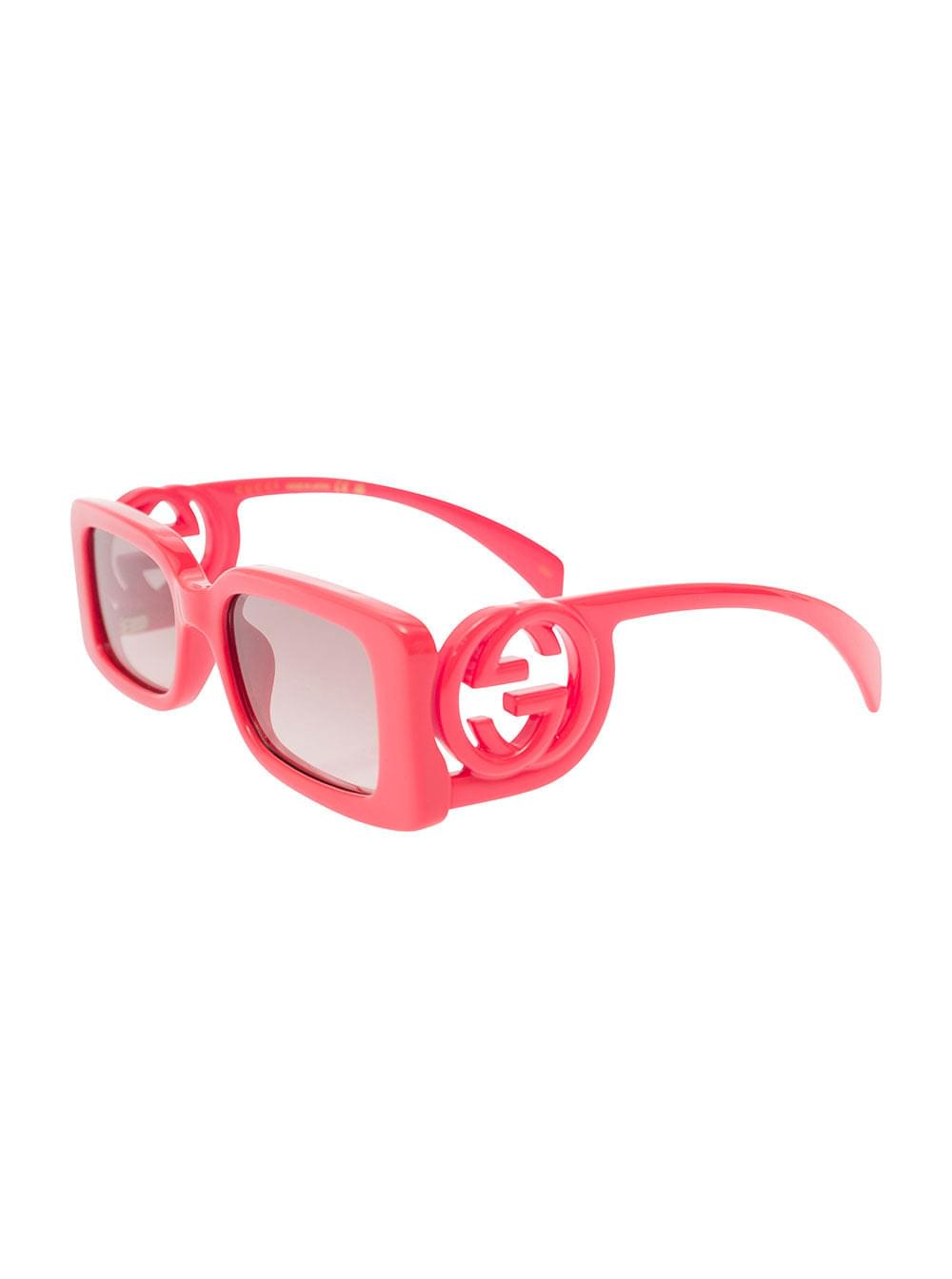 Gucci Women 'Gg1325s' Red Rectangular Sunglasses With Interlocking Gg Cut-Out In Shiny Acetate Woman - Maven Couture IncAccessories / Sunglasses