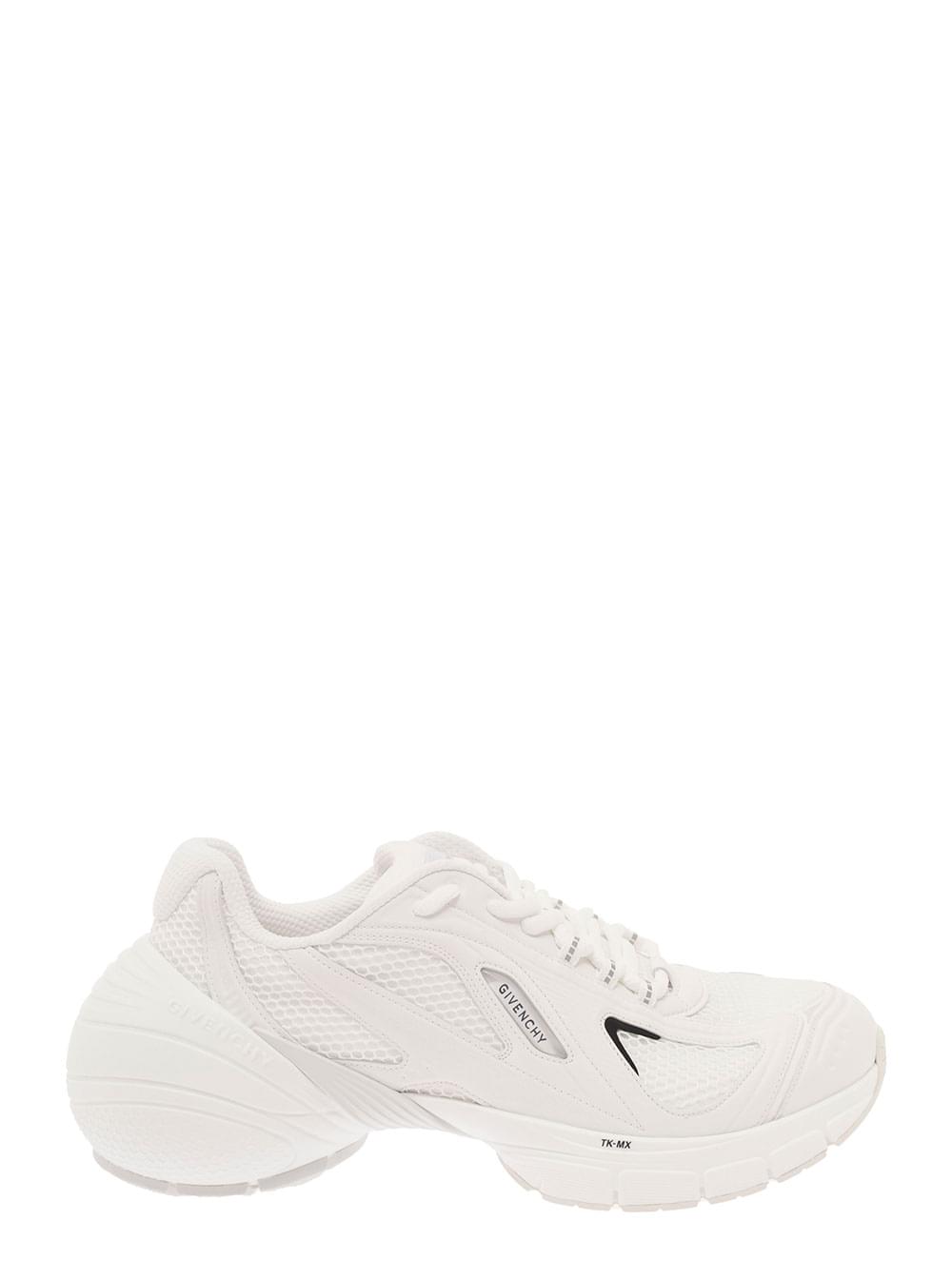 Givenchy Men 'Tk-Mx' White Low Top Sneakers With Side Logo Print In Mesh And Faux Leather Man - Maven Couture IncShoes / Athletic