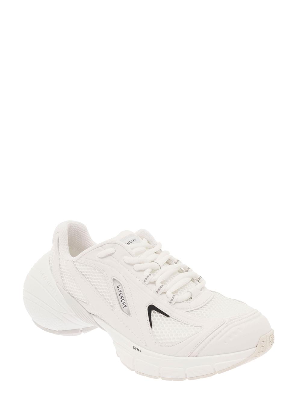 Givenchy Men 'Tk-Mx' White Low Top Sneakers With Side Logo Print In Mesh And Faux Leather Man - Maven Couture IncShoes / Athletic