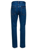Givenchy Men Blue Jeans With Zip And Rips Details In Cotton Denim Man - Maven Couture IncBottoms / Pants