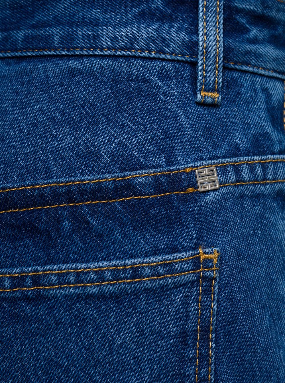Givenchy Men Blue Jeans With Zip And Rips Details In Cotton Denim Man - Maven Couture IncBottoms / Pants