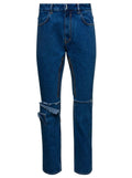 Givenchy Men Blue Jeans With Zip And Rips Details In Cotton Denim Man - Maven Couture IncBottoms / Pants