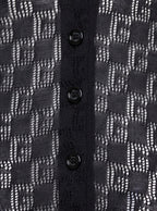 Gucci Women Black Polo Shirt With Button Closure And Gg Motif In Cotton And Silk Blend Woman - Maven Couture IncTops / Tee Shirts