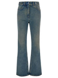 Givenchy Women Light Blue Bootcut Jeans With 4G Detail In Vintage Wash Denim Woman - Maven Couture IncBottoms / Pants