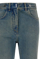Givenchy Women Light Blue Bootcut Jeans With 4G Detail In Vintage Wash Denim Woman - Maven Couture IncBottoms / Pants