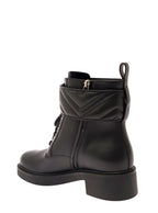 Gucci Women Black Ankle Boot With Double 'G' And Textured Hardware In Leather Woman - Maven Couture IncShoes / Boots & Booties