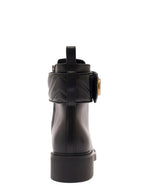 Gucci Women Black Ankle Boot With Double 'G' And Textured Hardware In Leather Woman - Maven Couture IncShoes / Boots & Booties