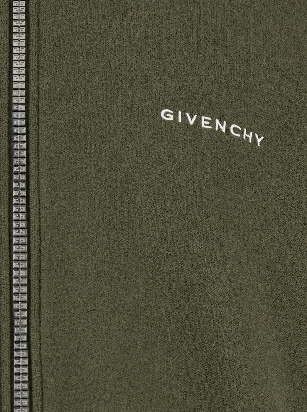 Givenchy Men Green Sweatshirt With Bomber Collar And 4G Logo In Wool Man - Maven Couture IncOuterwear / Coats