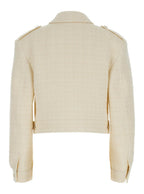 Givenchy Women White Jacket With Logo 4G Detail On The Buttons In Wool Blend Woman - Maven Couture IncOuterwear / Jackets