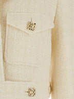 Givenchy Women White Jacket With Logo 4G Detail On The Buttons In Wool Blend Woman - Maven Couture IncOuterwear / Jackets