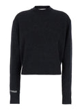 Sportmax Women 'Agadir' Black Crewneck Sweater With Logo Lettering On The Sleeve In Wool And Cashmere Woman - Maven Couture IncTops / Tee Shirts