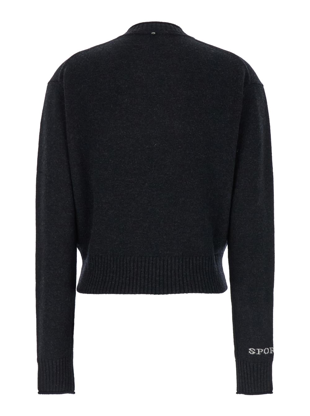 Sportmax Women 'Agadir' Black Crewneck Sweater With Logo Lettering On The Sleeve In Wool And Cashmere Woman - Maven Couture IncTops / Tee Shirts