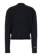 Sportmax Women 'Agadir' Black Crewneck Sweater With Logo Lettering On The Sleeve In Wool And Cashmere Woman - Maven Couture IncTops / Tee Shirts