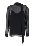 Gucci Women Black Blouse With High Pussy Bow Neck In Silk Georgette Woman - Maven Couture IncTops / Tee Shirts