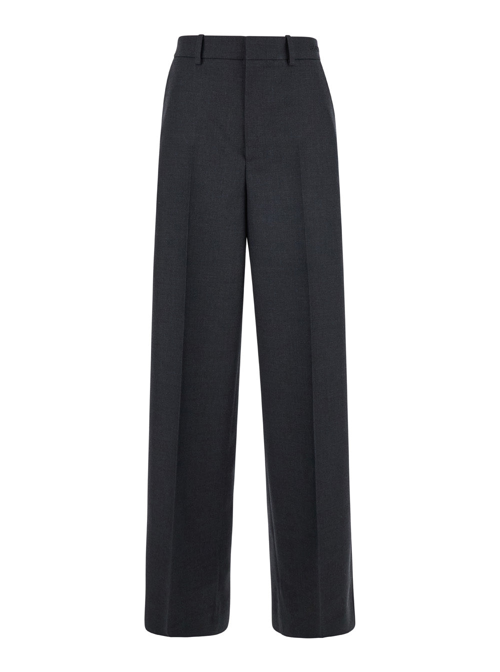 Gucci Women Grey Pants With Logo Lettering Detail On The Waist In Wool Woman - Maven Couture IncBottoms / Pants