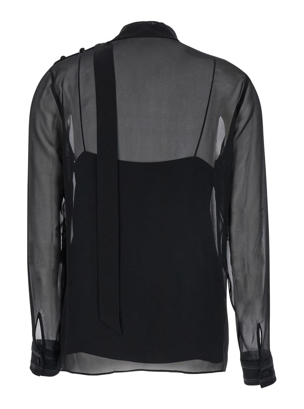 Gucci Women Black Blouse With High Pussy Bow Neck In Silk Georgette Woman - Maven Couture IncTops / Tee Shirts