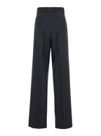Gucci Women Grey Pants With Logo Lettering Detail On The Waist In Wool Woman - Maven Couture IncBottoms / Pants