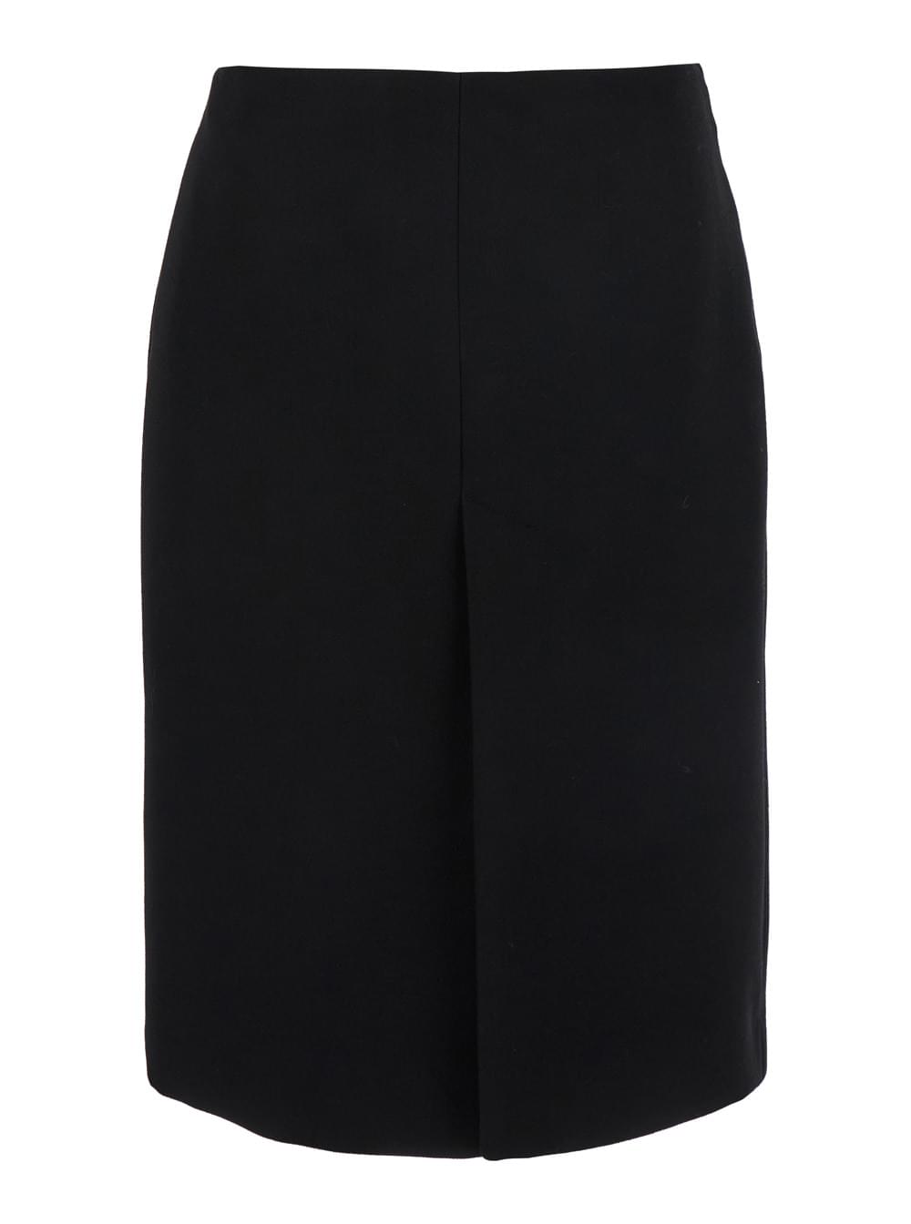 Gucci Women Black High Waist Skirt With Logo Lettering On Waist And Zip Puller In Wool Woman - Maven Couture IncBottoms / Skirts