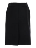 Gucci Women Black High Waist Skirt With Logo Lettering On Waist And Zip Puller In Wool Woman - Maven Couture IncBottoms / Skirts