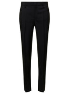 Gucci Women Black Slim Pants With Horsebit Detail In Mohair And Wool Woman - Maven Couture IncBottoms / Pants