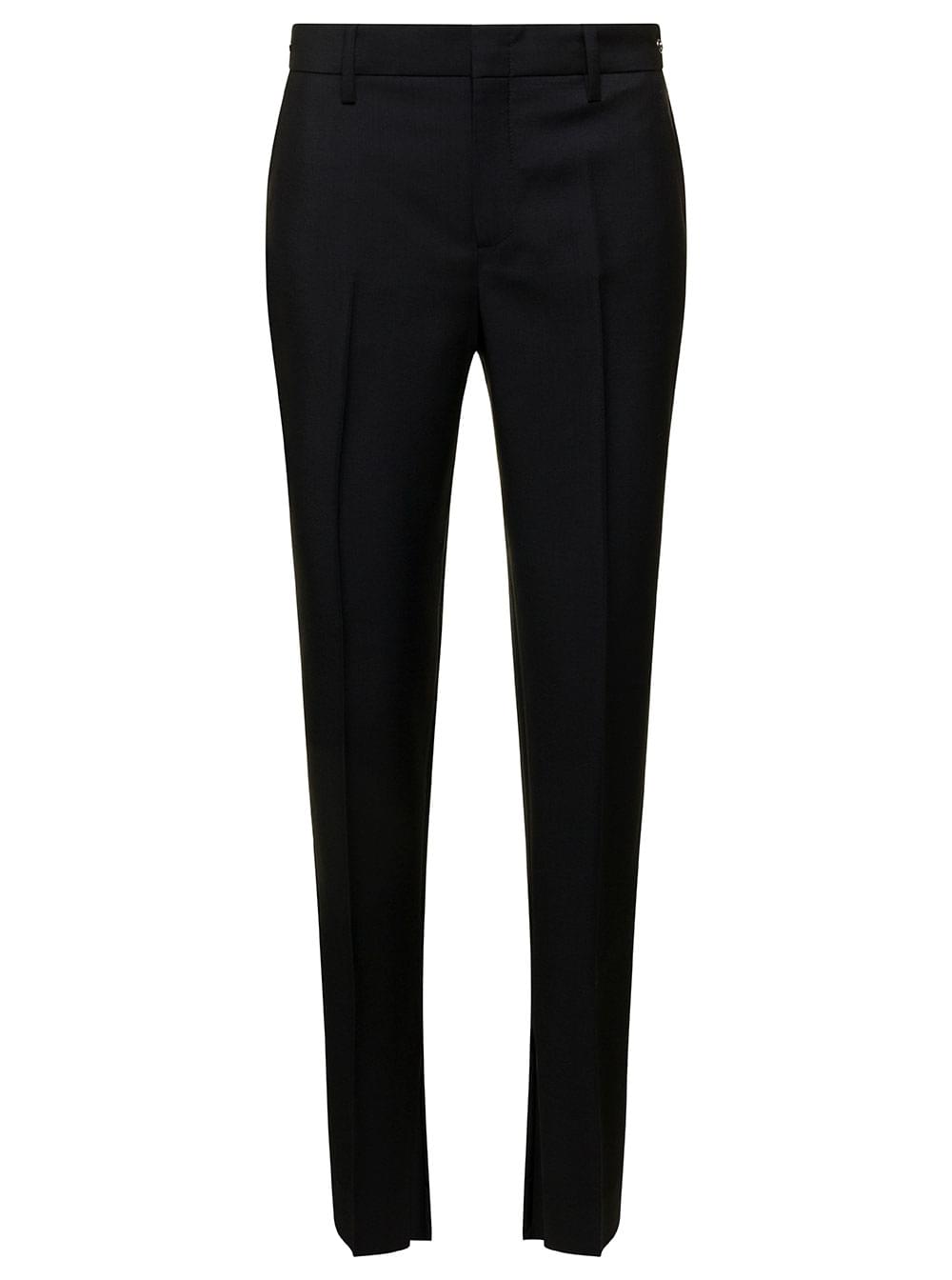 Gucci Women Black Slim Pants With Horsebit Detail In Mohair And Wool Woman - Maven Couture IncBottoms / Pants