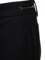 Gucci Women Black Slim Pants With Horsebit Detail In Mohair And Wool Woman - Maven Couture IncBottoms / Pants