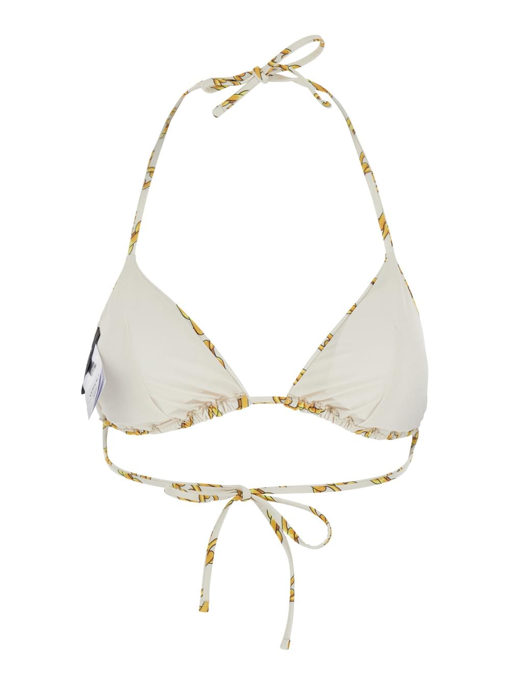 Versace Women White Bikini Top With All-Over Chain Print In Tech Fabric Stretch Woman - Maven Couture IncAccessories / Miscellaneous