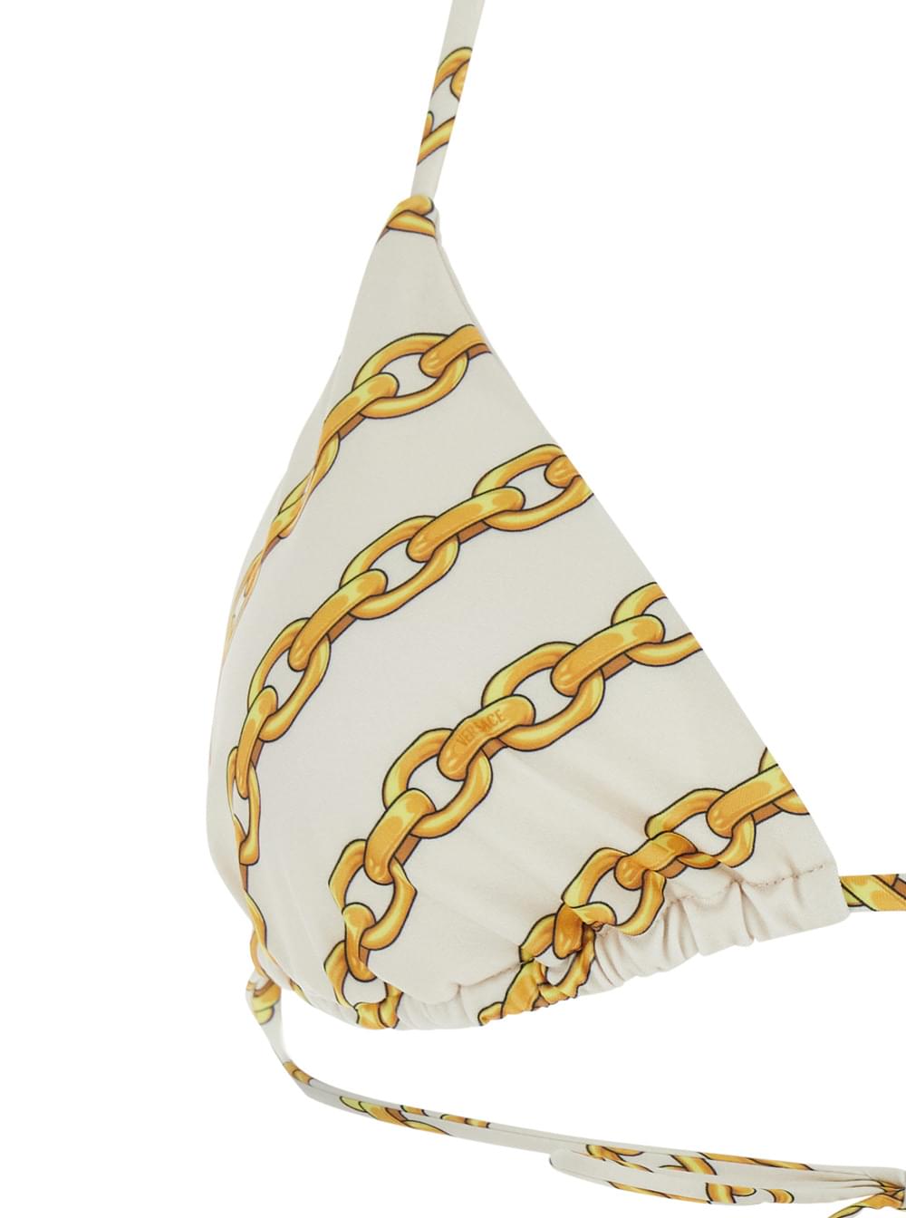 Versace Women White Bikini Top With All-Over Chain Print In Tech Fabric Stretch Woman - Maven Couture IncAccessories / Miscellaneous