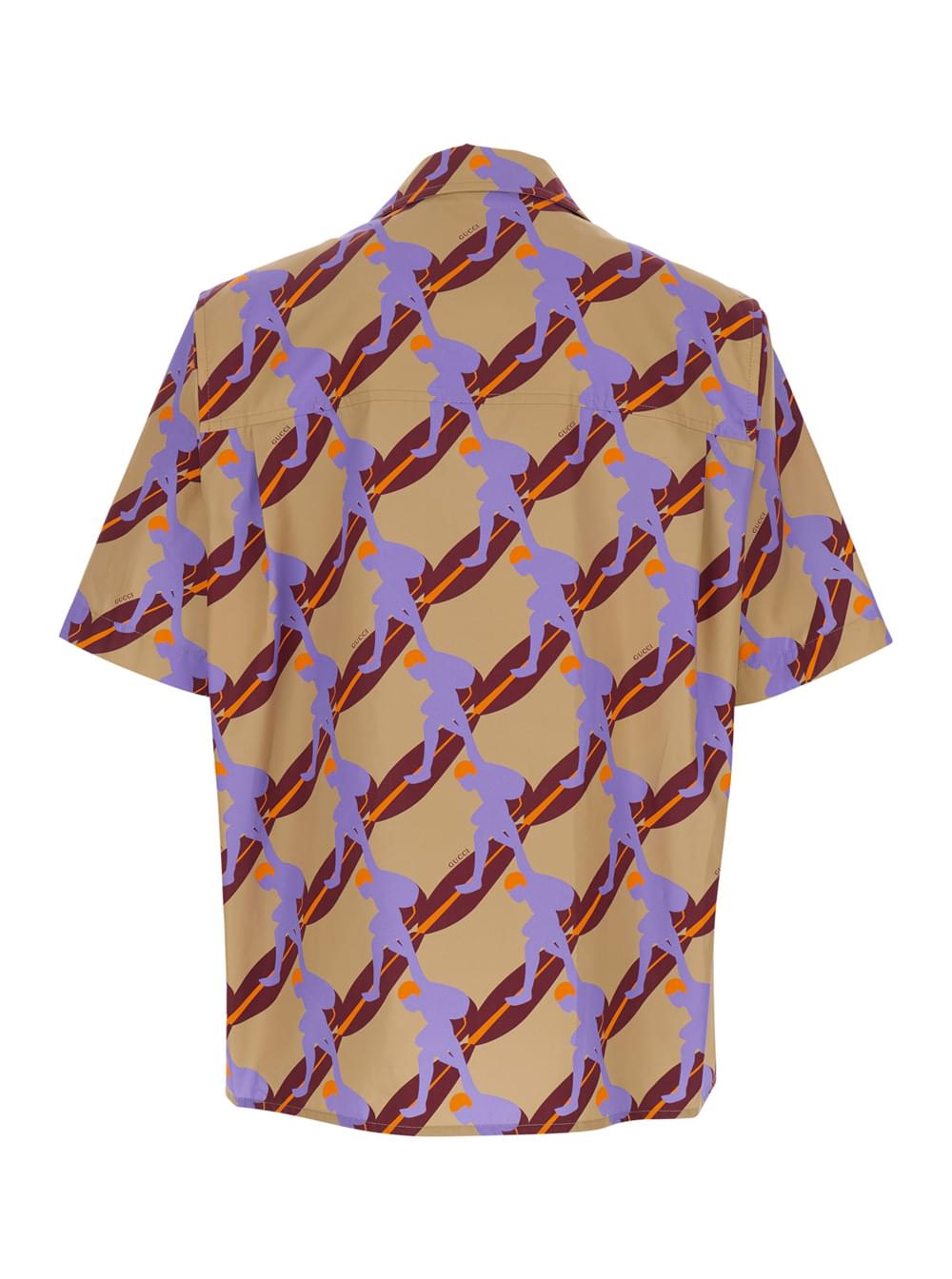 Gucci Men Multicolor Bowling Shirt With Cuban Collar And All-Over Print In Cotton Man - Maven Couture IncTops / Blouses