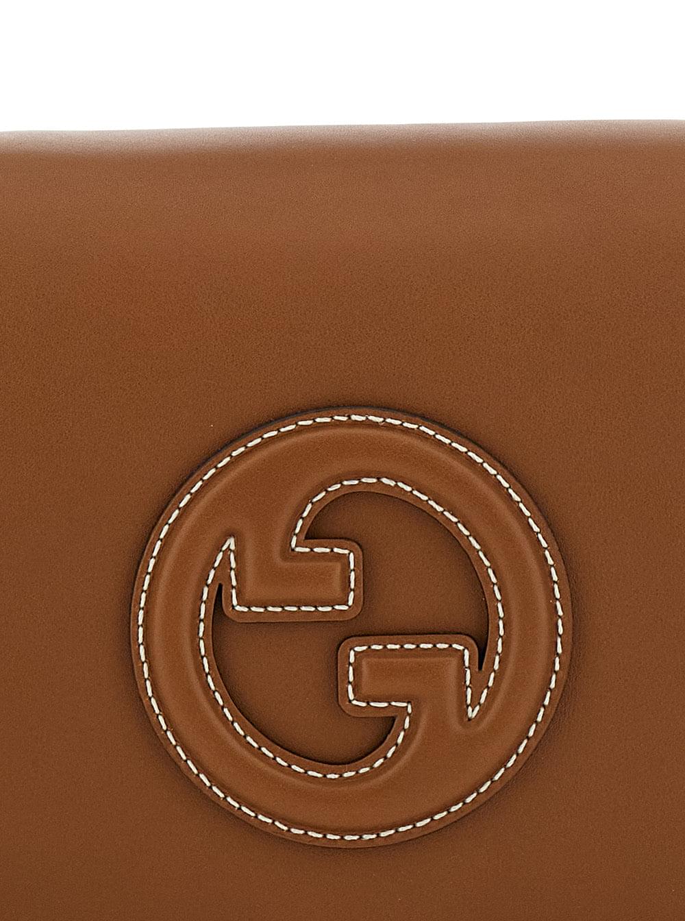 Gucci Women 'Blondie' Brown Handbag With Logo Detail On Front In Leather Woman - Maven Couture IncHandbags / Shoulder Bags
