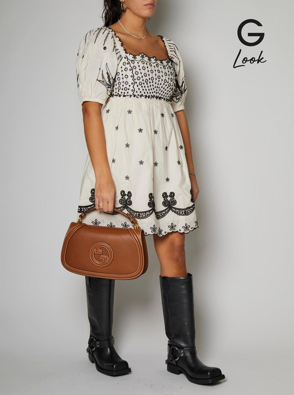 Gucci Women 'Blondie' Brown Handbag With Logo Detail On Front In Leather Woman - Maven Couture IncHandbags / Shoulder Bags