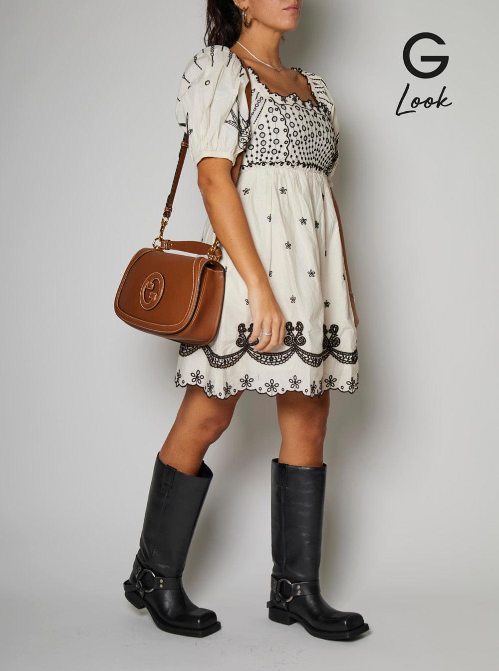 Gucci Women 'Blondie' Brown Handbag With Logo Detail On Front In Leather Woman - Maven Couture IncHandbags / Shoulder Bags