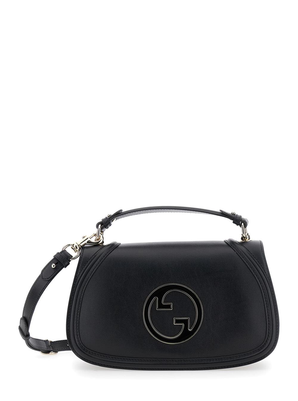 Gucci Women 'Blondie' Black Handbag With Gg Logo Plaque On The Front In Leather Woman - Maven Couture IncHandbags / Shoulder Bags