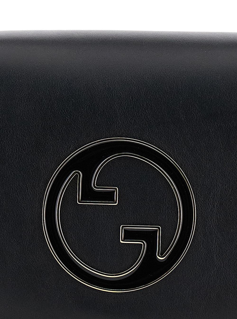 Gucci Women 'Blondie' Black Handbag With Gg Logo Plaque On The Front In Leather Woman - Maven Couture IncHandbags / Shoulder Bags